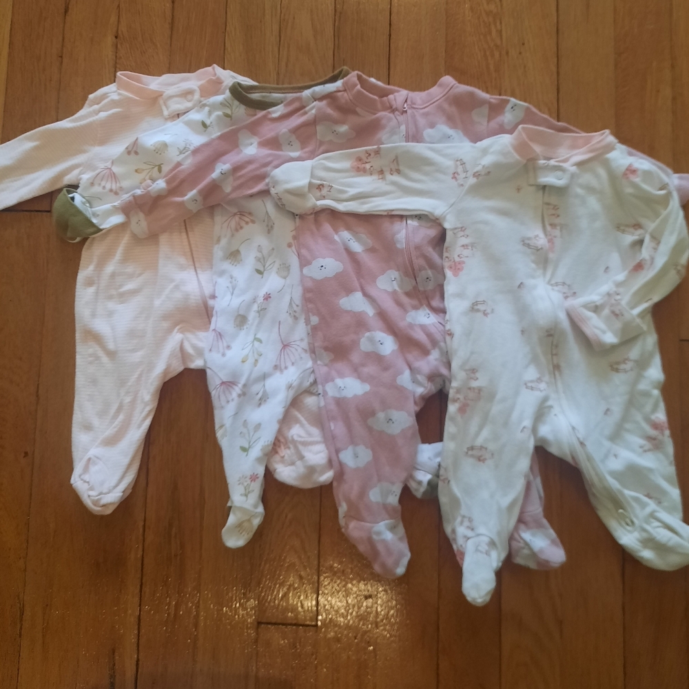 Baby Girl 0-3 Footie Pajama Bundle